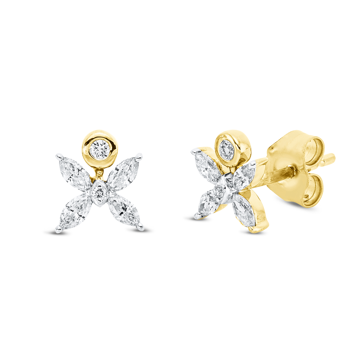 diamond full cut modern woman studs in yellow gold / white gold