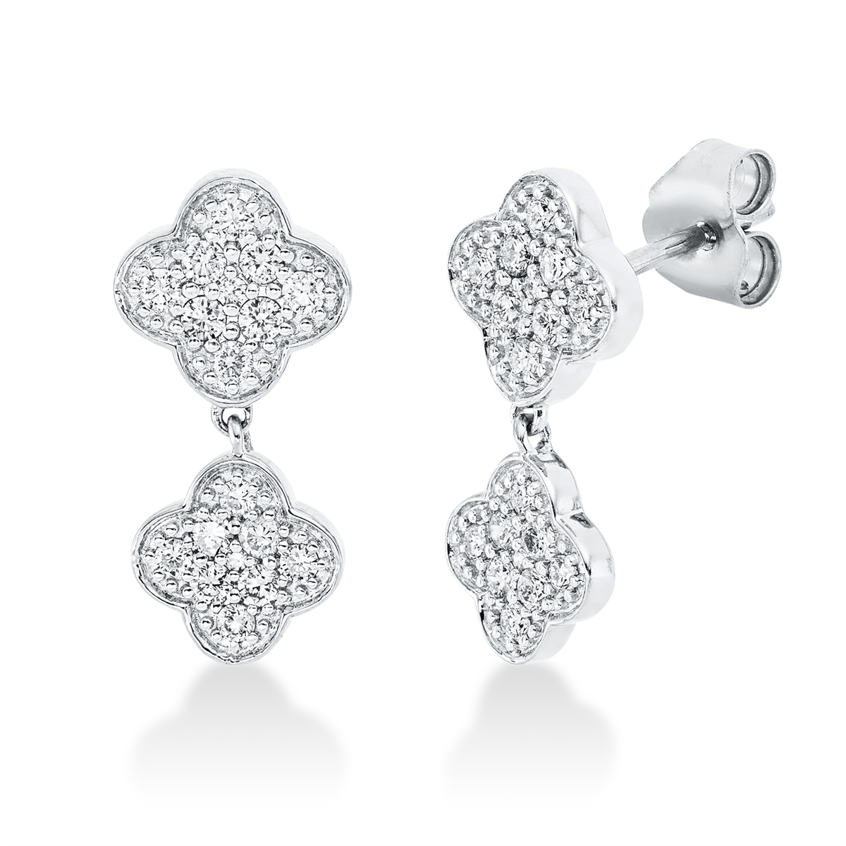 diamond full cut illusion classic earrings in white gold