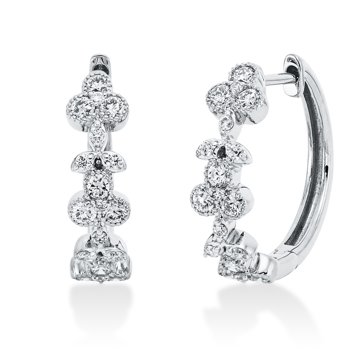 diamond full cut modern woman hoops & huggies in white gold
