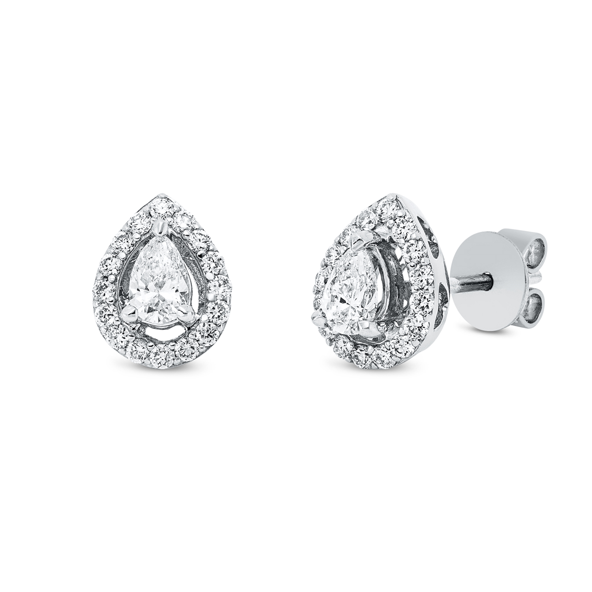 diamond full cut solitaire with accent stones studs in white gold