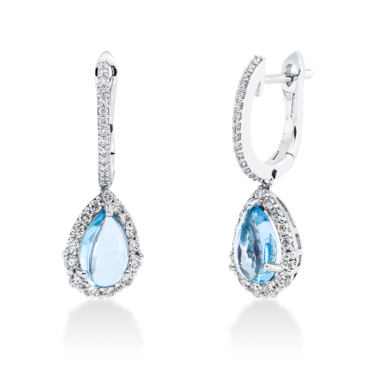 diamond full cut topaz colored stone fashion earrings in white gold