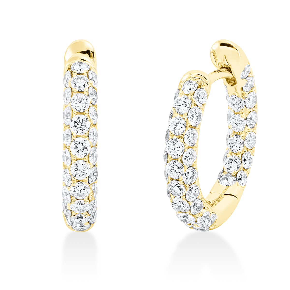 diamond full cut pavé hoops & huggies in yellow gold