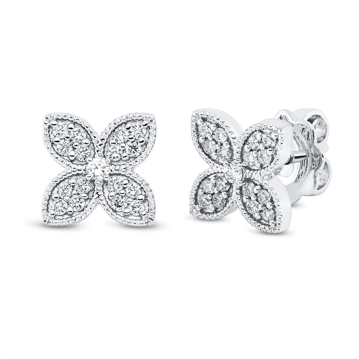 diamond full cut modern woman studs in white gold