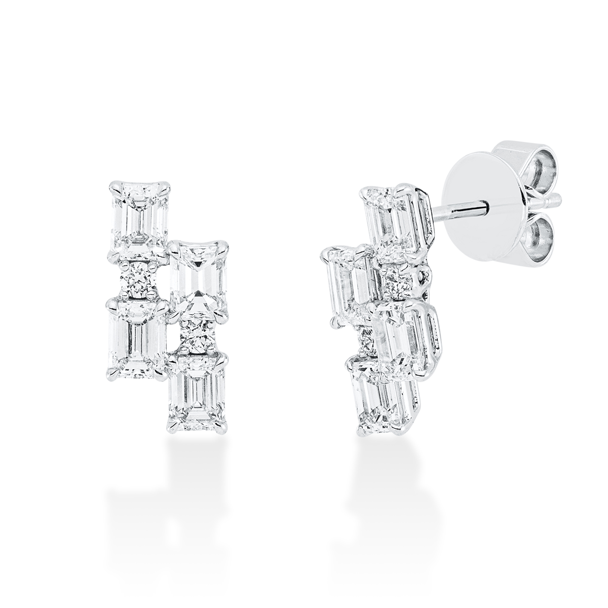 diamond full cut baguette studs in white gold