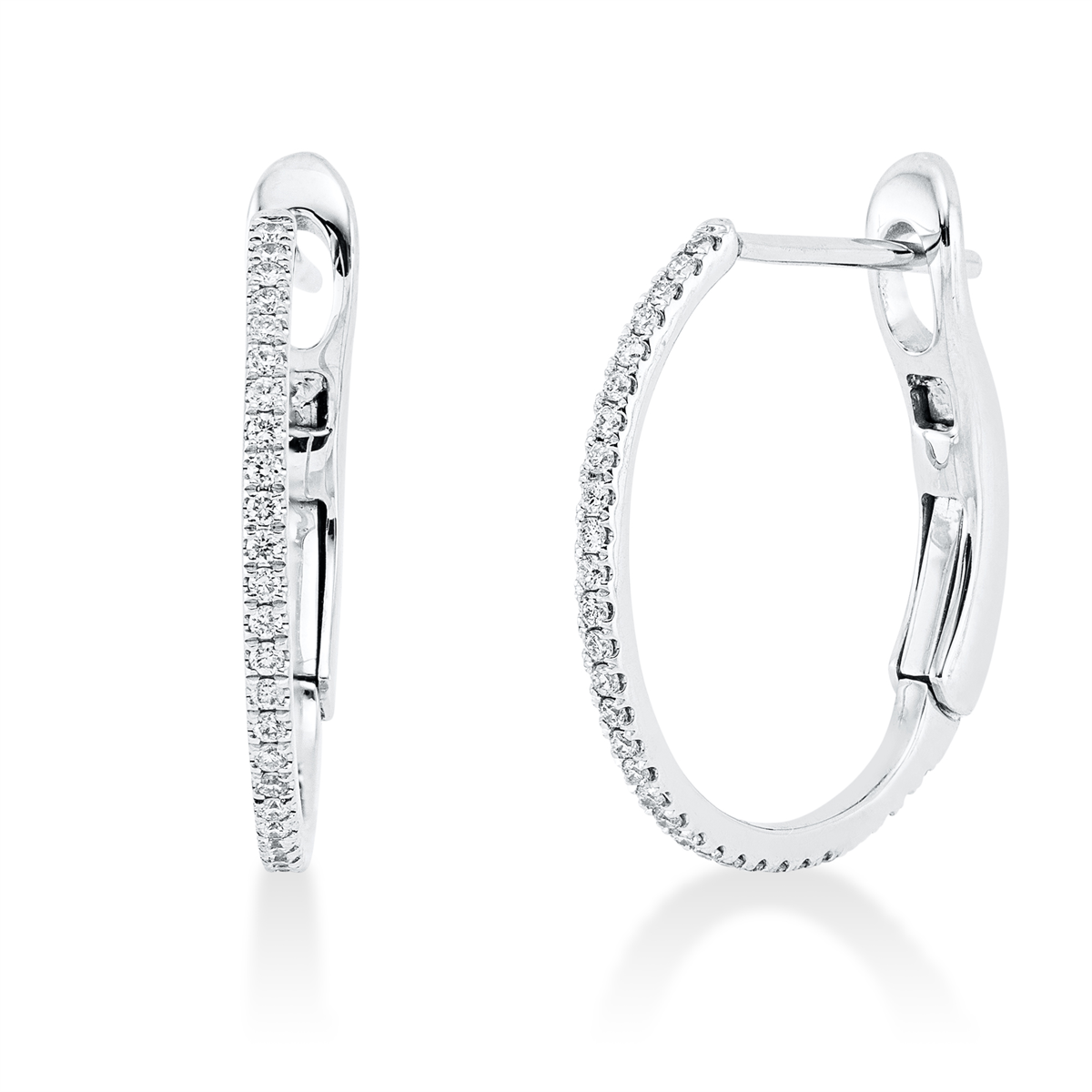 diamond full cut modern woman hoops & huggies in white gold