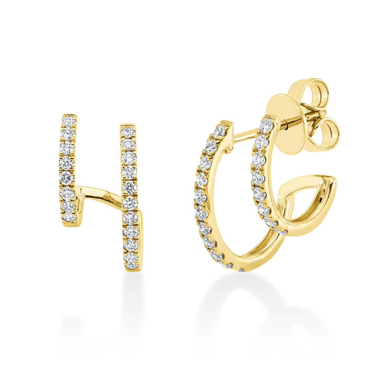 diamond full cut modern woman studs in yellow gold