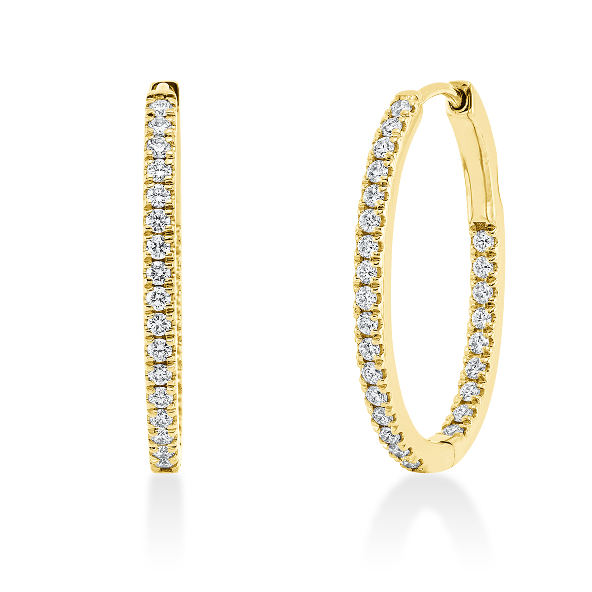diamond full cut modern woman hoops & huggies in yellow gold