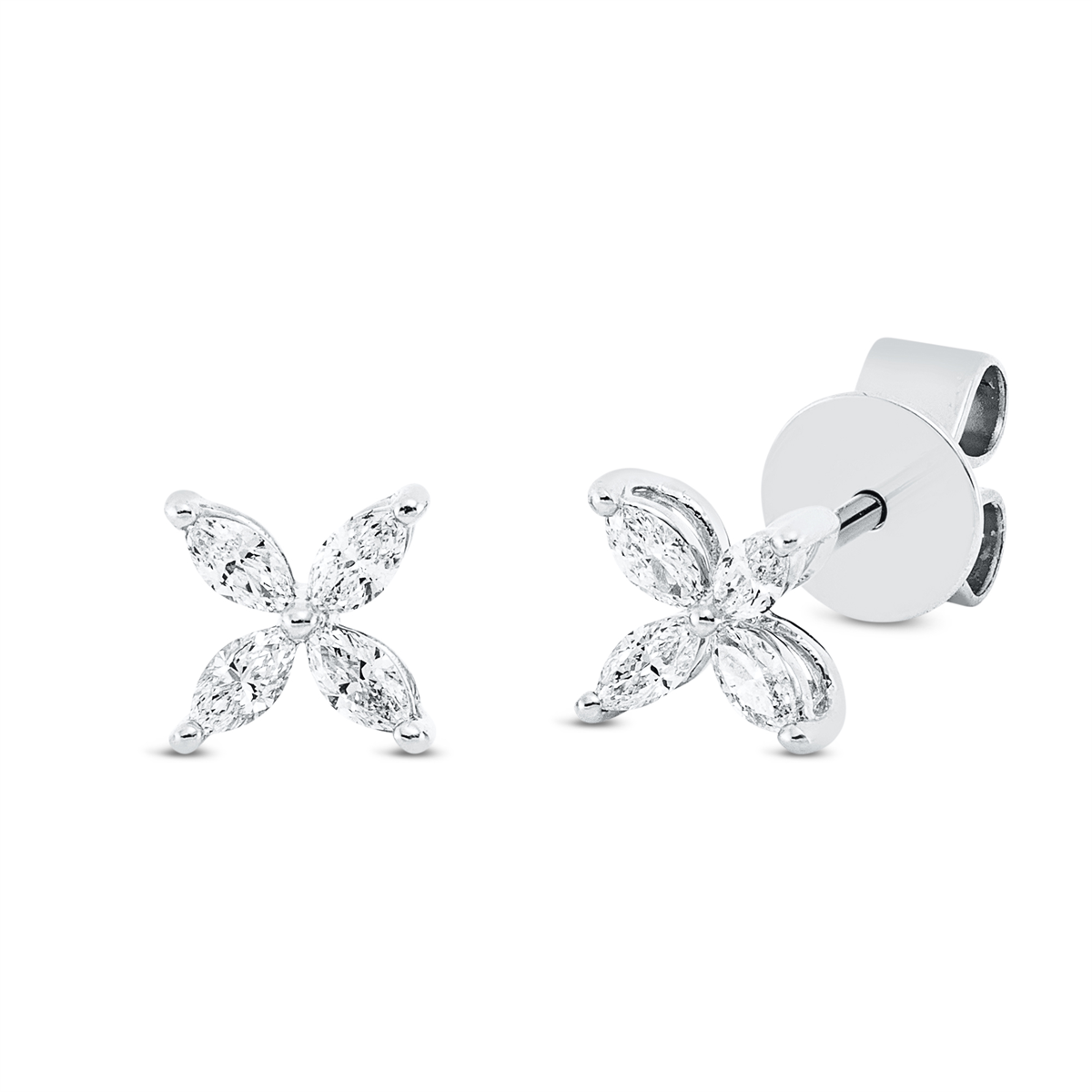 marquise modern woman studs in white gold