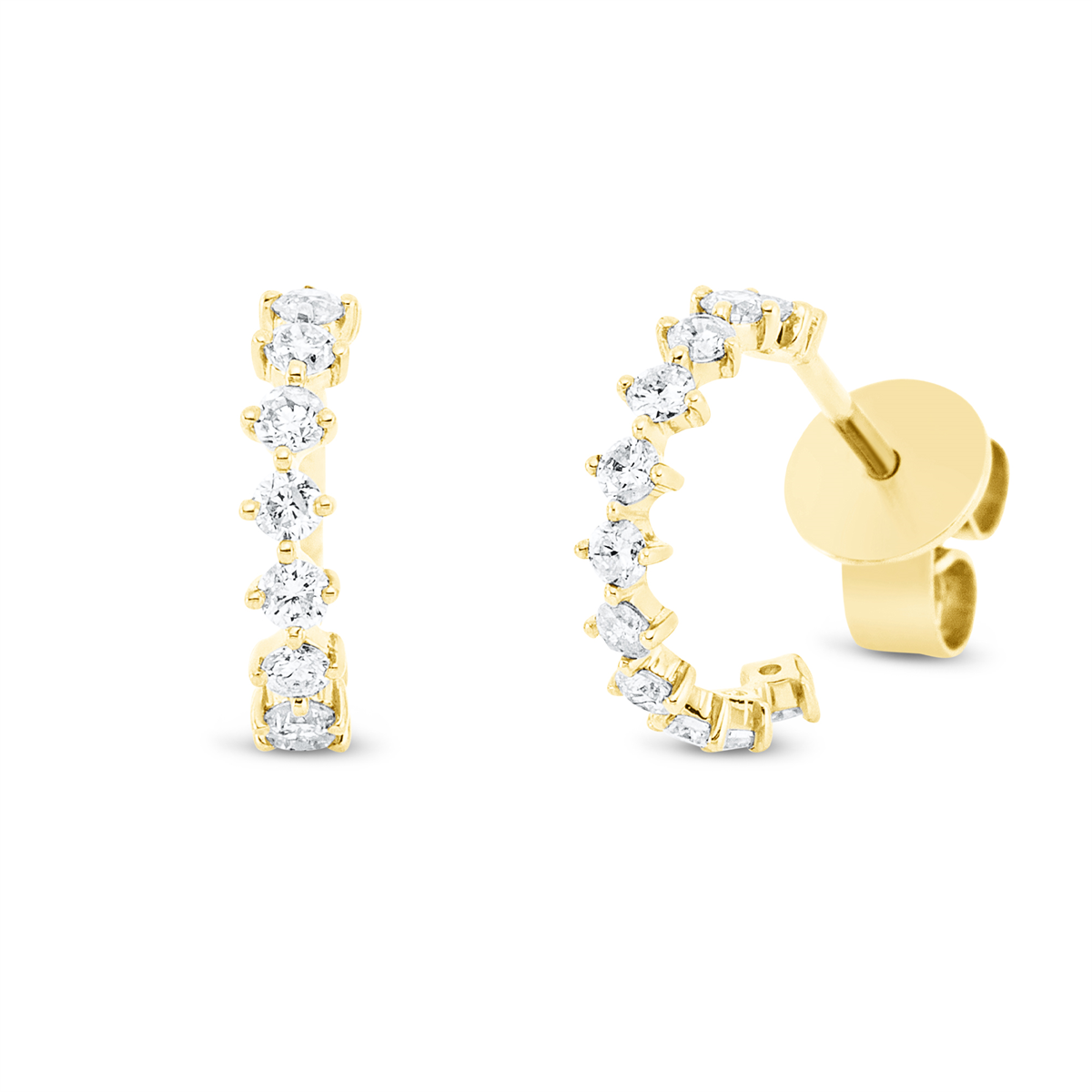 diamond full cut modern woman studs in yellow gold