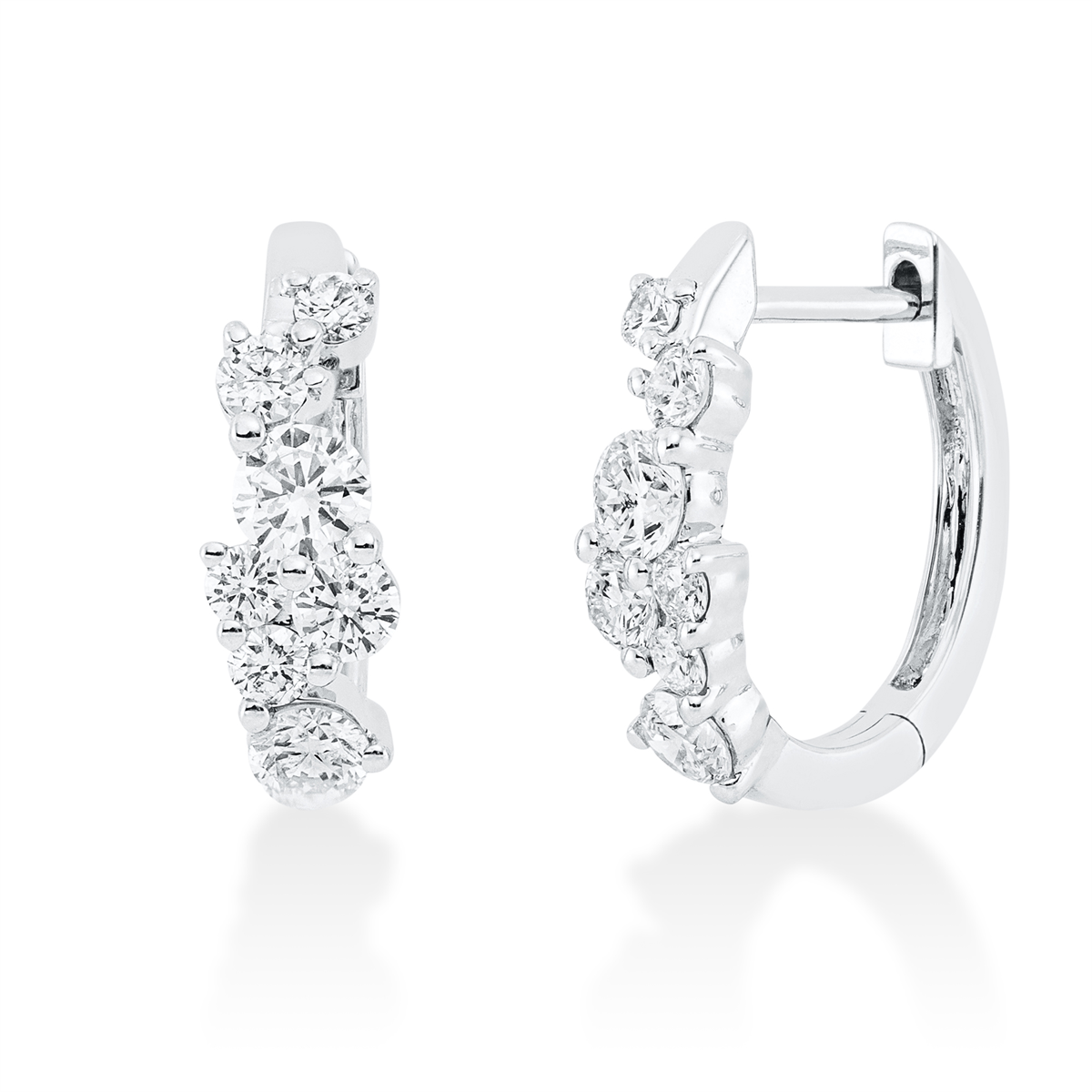 diamond full cut modern woman hoops & huggies in white gold