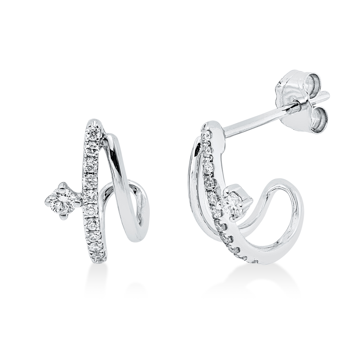 diamond full cut modern woman studs in white gold