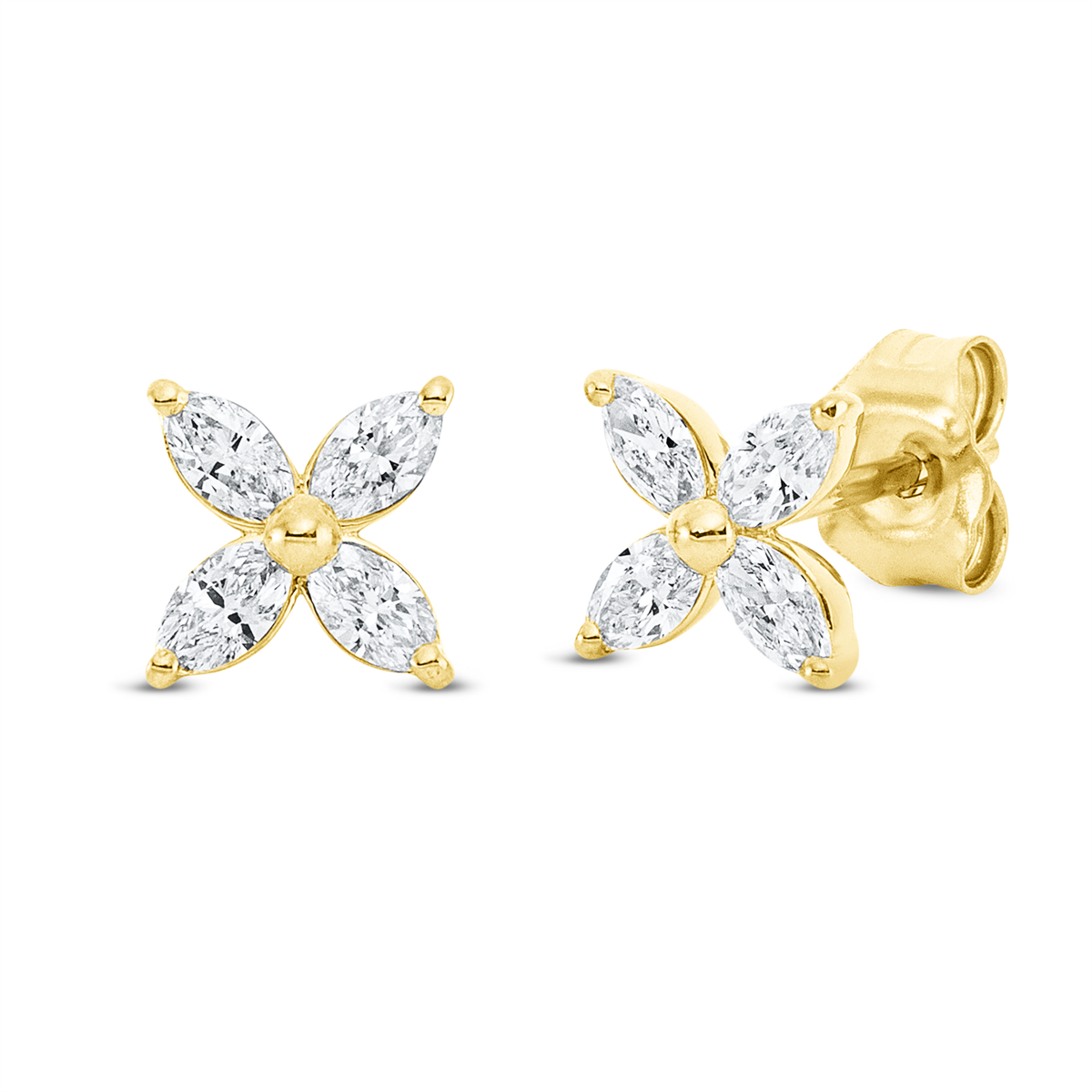marquise modern woman studs in yellow gold