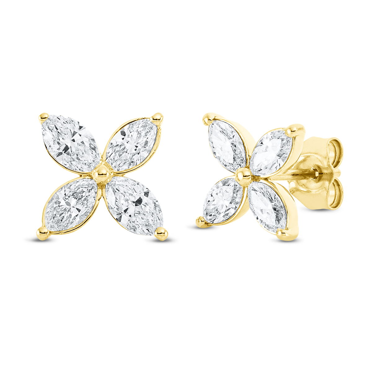 marquise modern woman studs in yellow gold