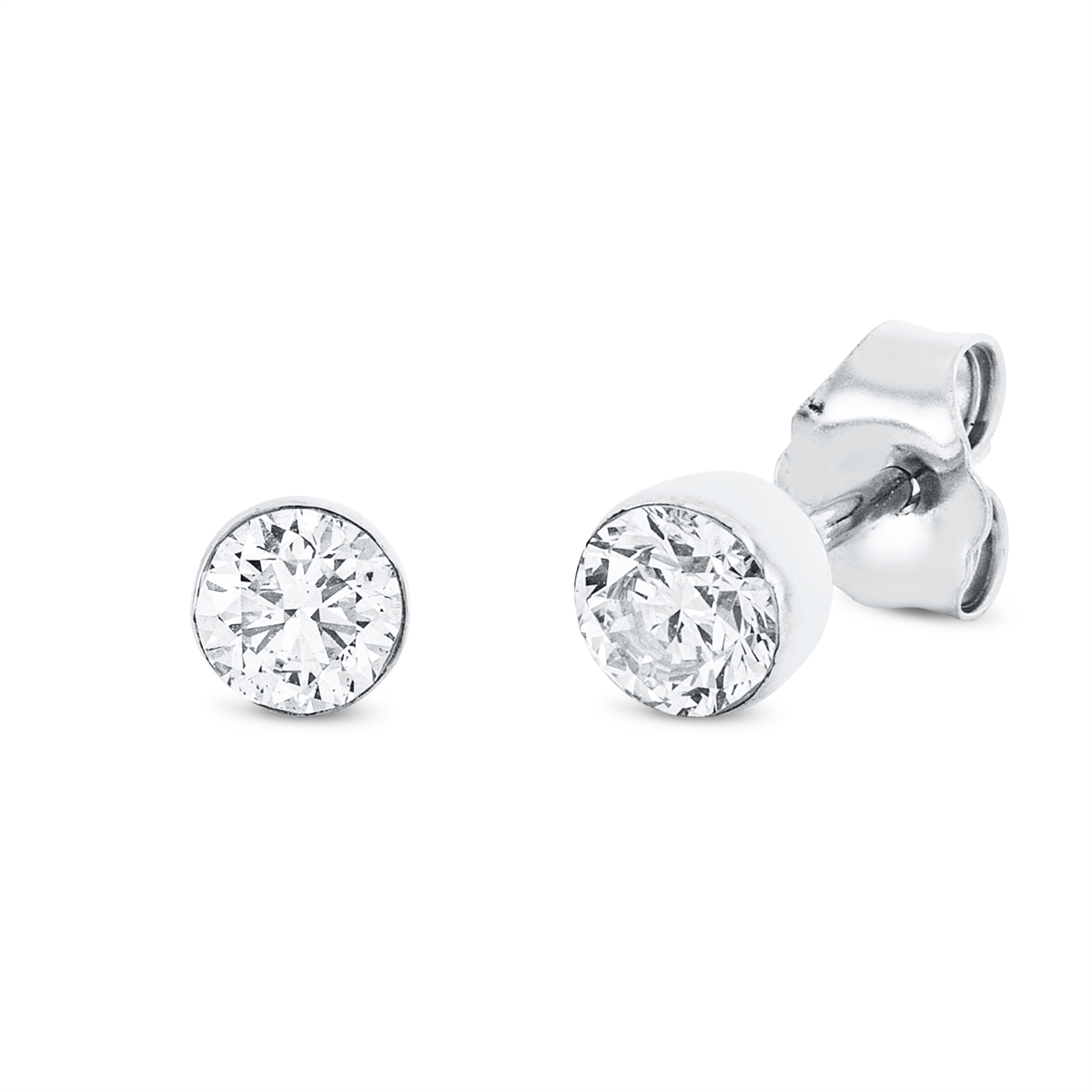 diamond full cut solitaire studs in white gold