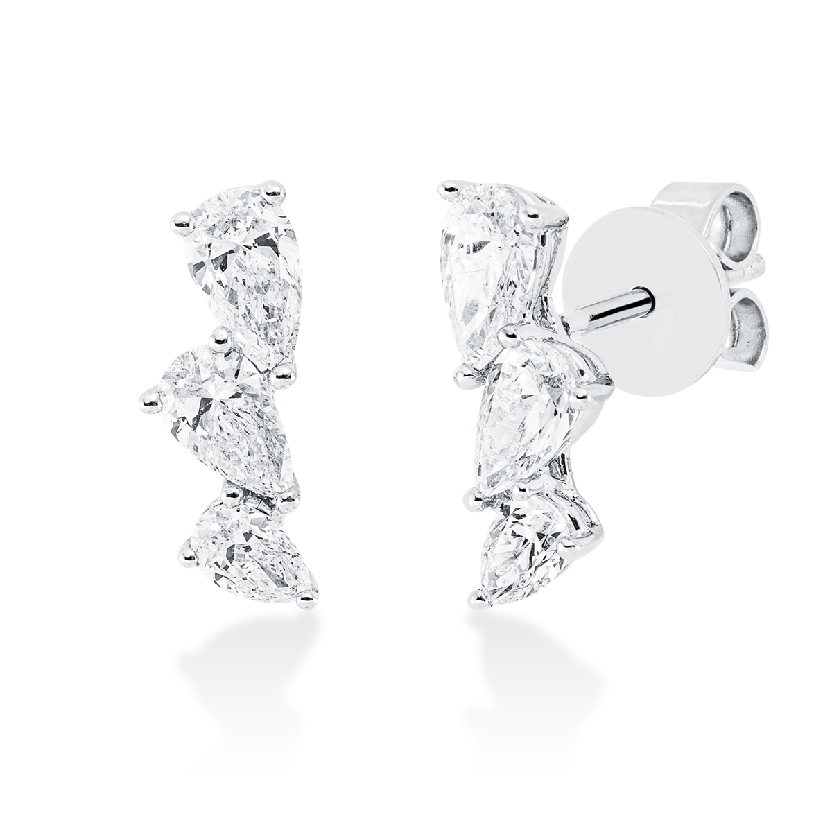 pear shape modern woman studs in white gold