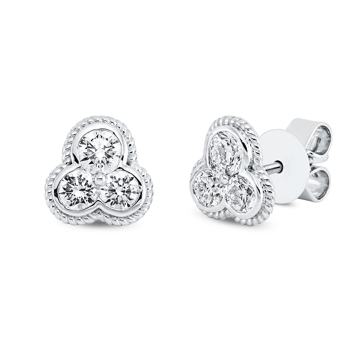 diamond full cut modern woman studs in white gold