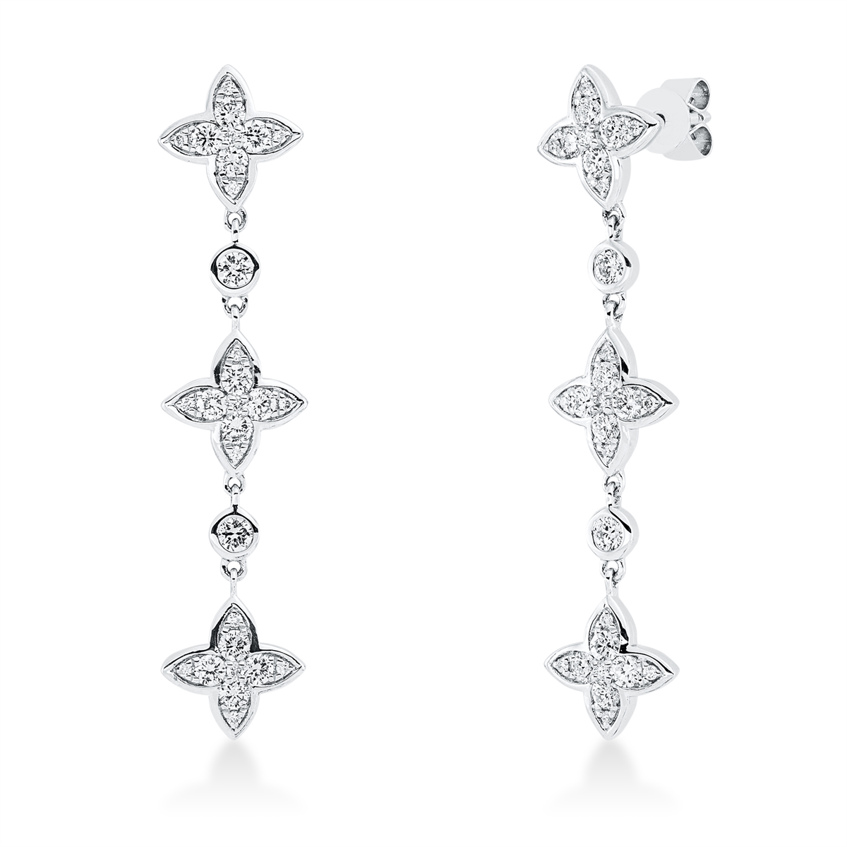 diamond full cut modern woman earrings in white gold