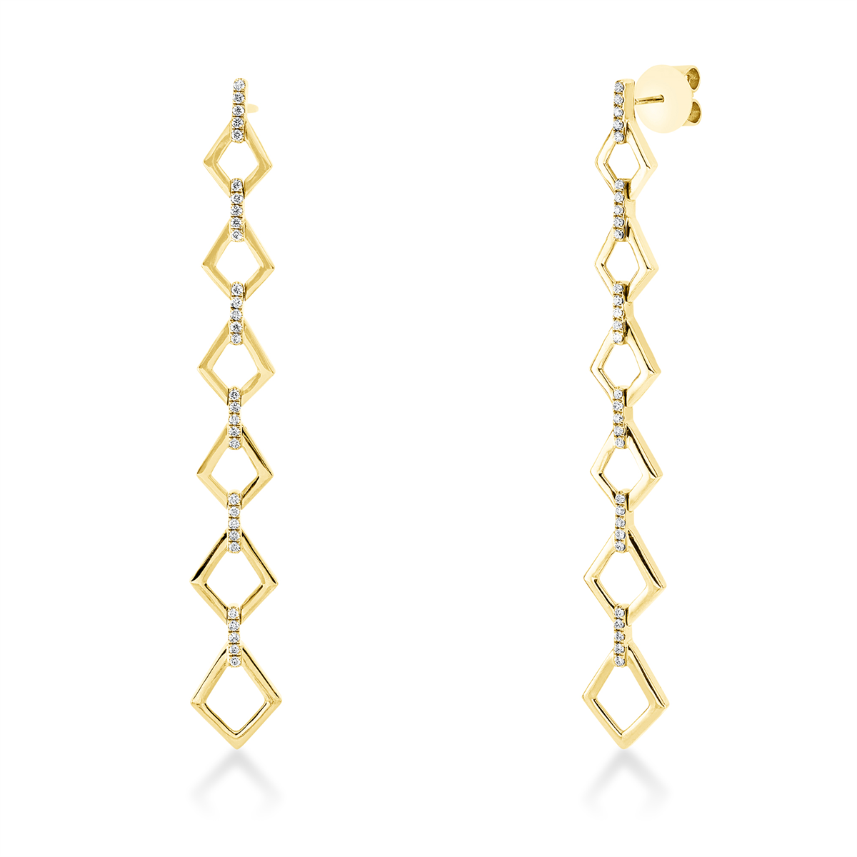 diamond full cut modern woman earrings in yellow gold