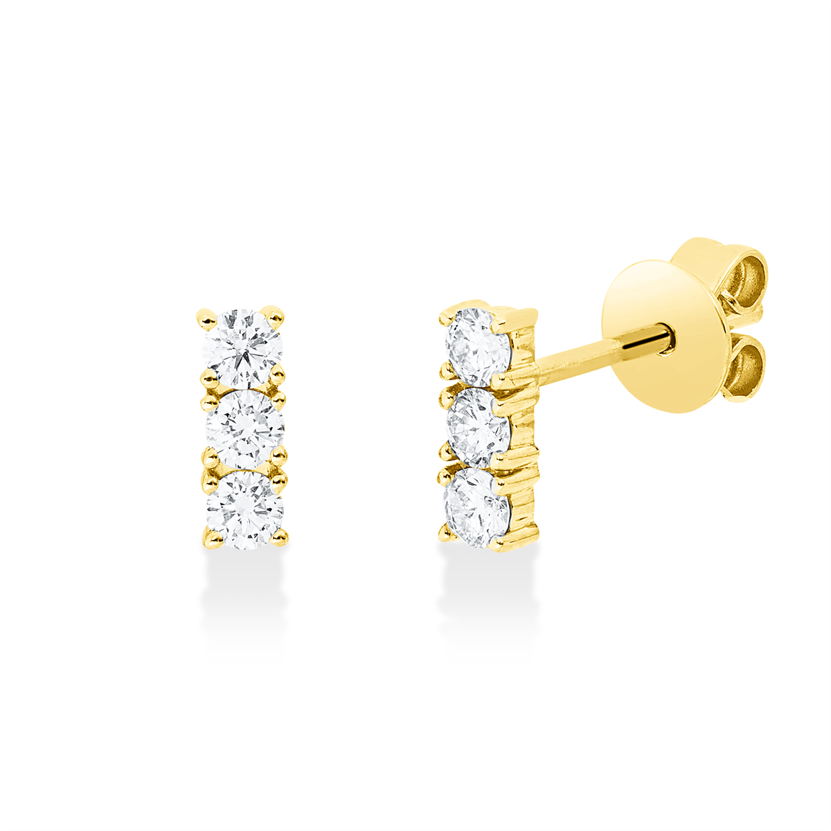 diamond full cut modern woman studs in yellow gold