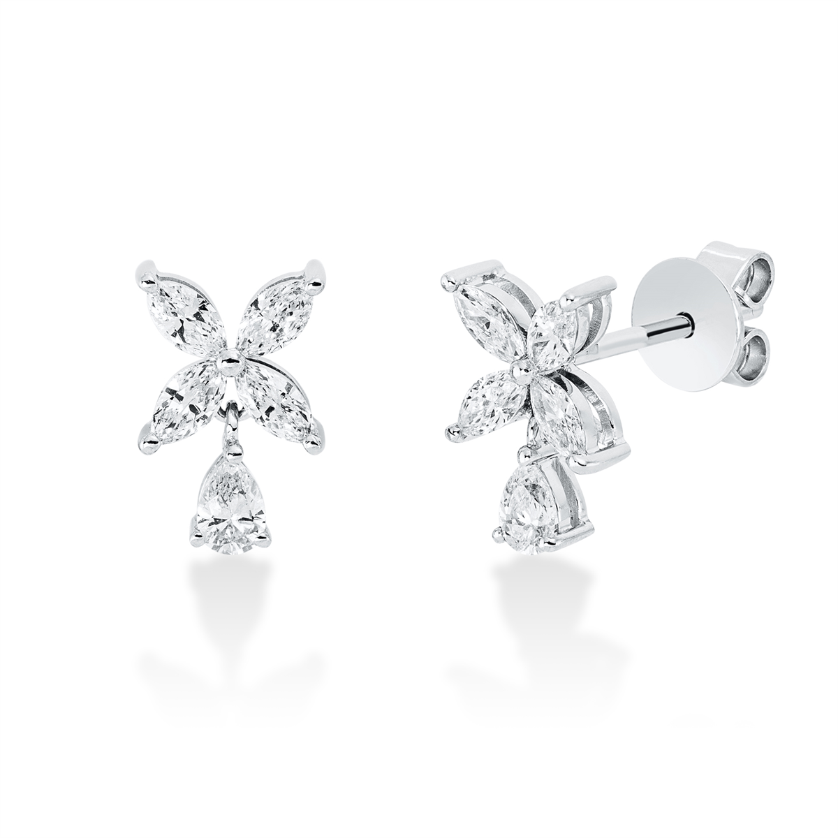 pear shape modern woman studs in white gold