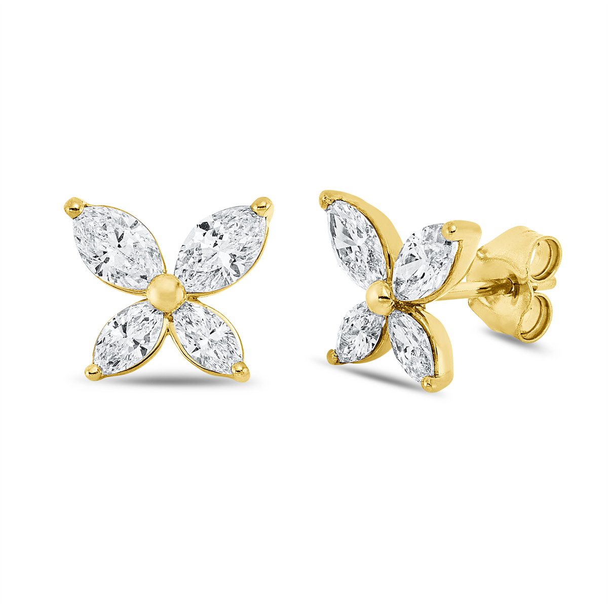 marquise modern woman studs in yellow gold