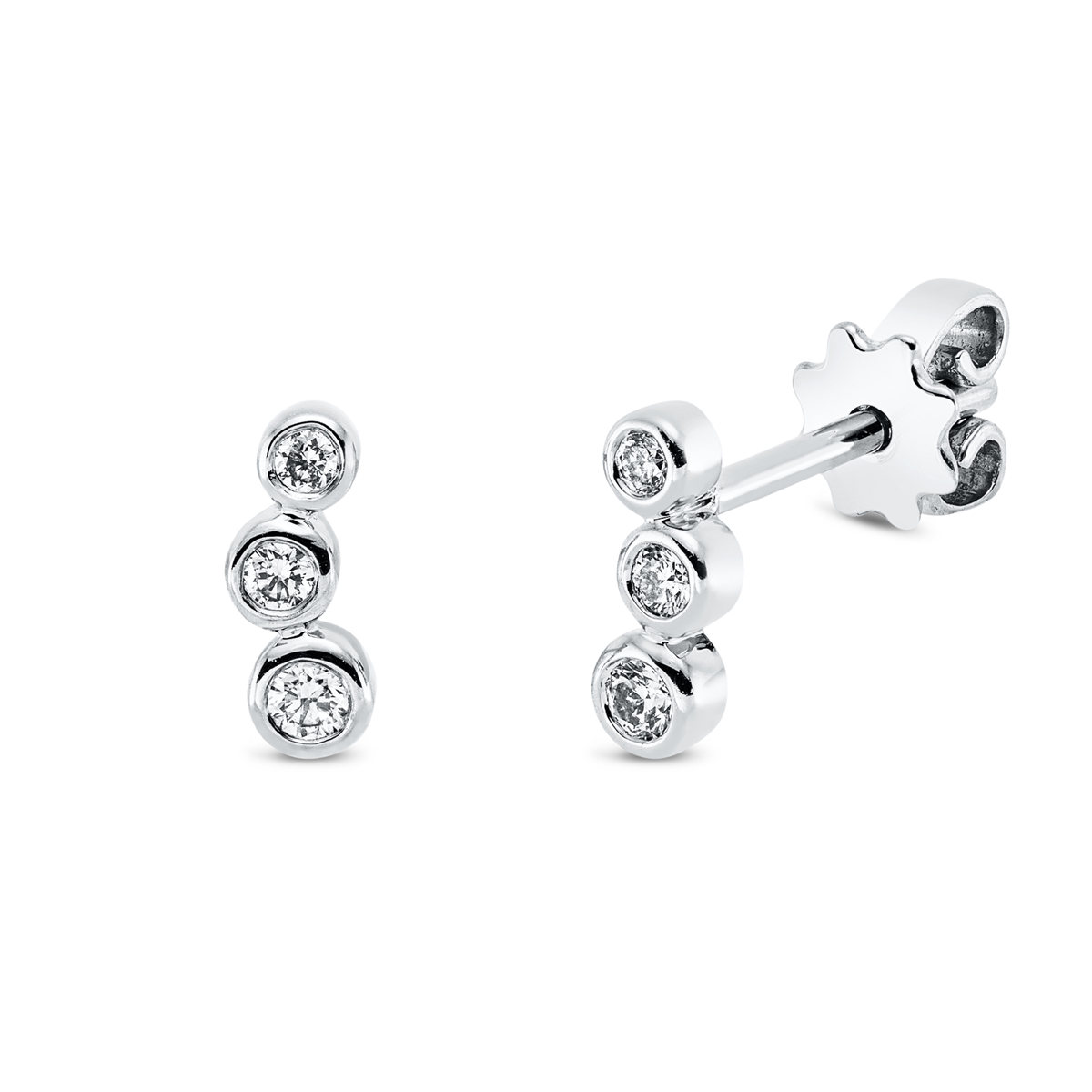 diamond full cut modern woman studs in white gold