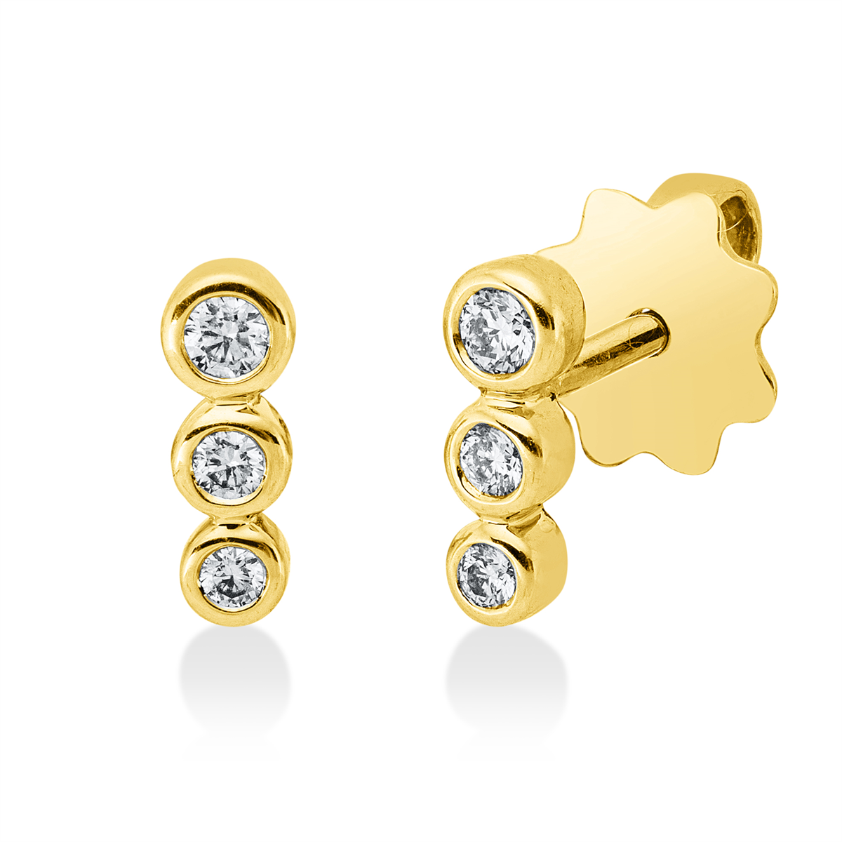 diamond full cut modern woman studs in yellow gold