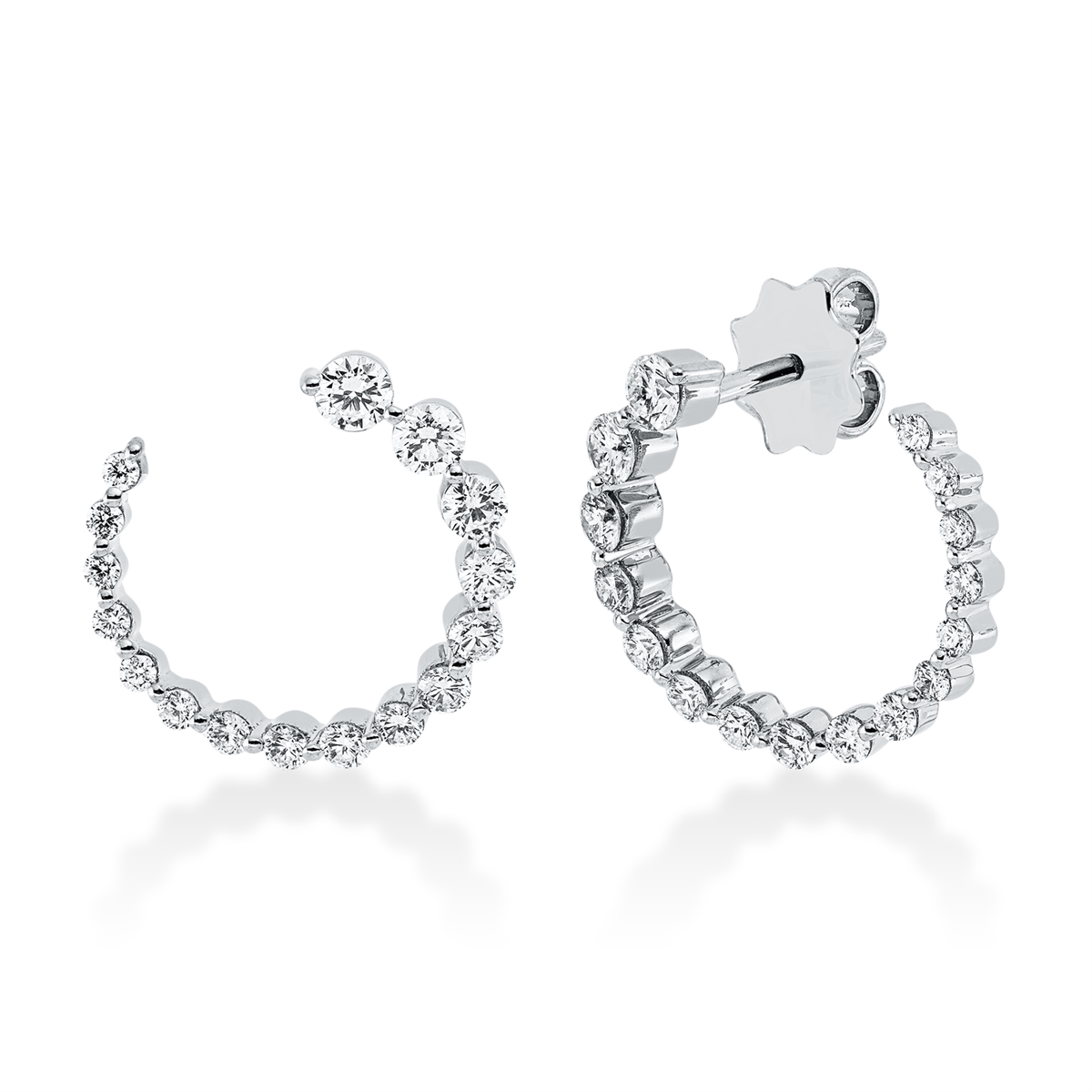 diamond full cut modern woman studs in white gold