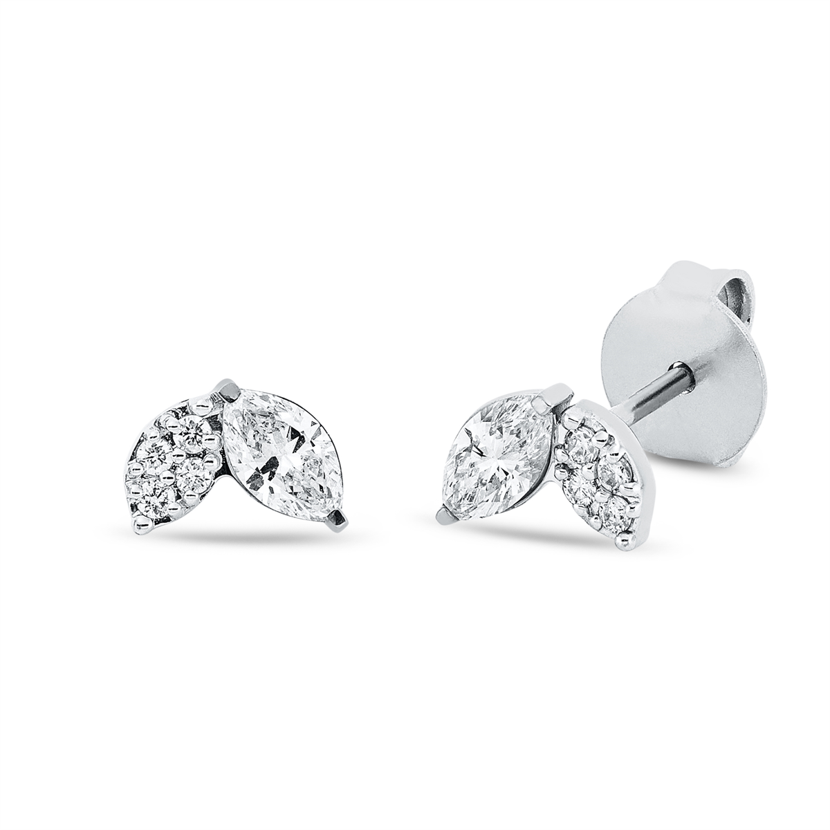 diamond full cut modern woman studs in white gold