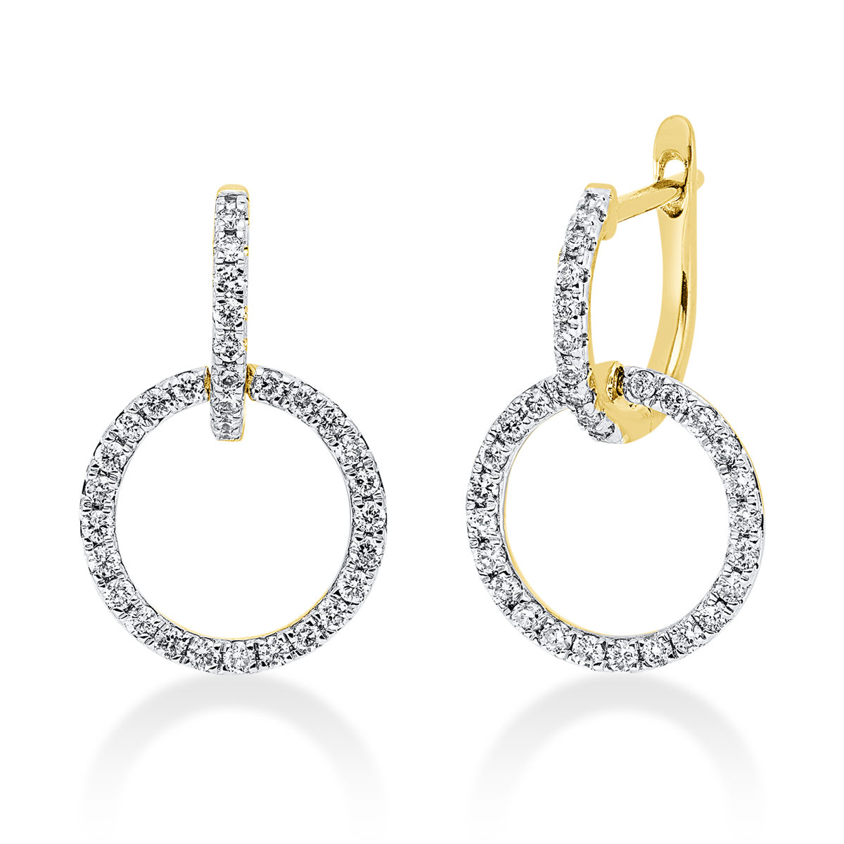 diamond full cut modern woman earrings in yellow gold