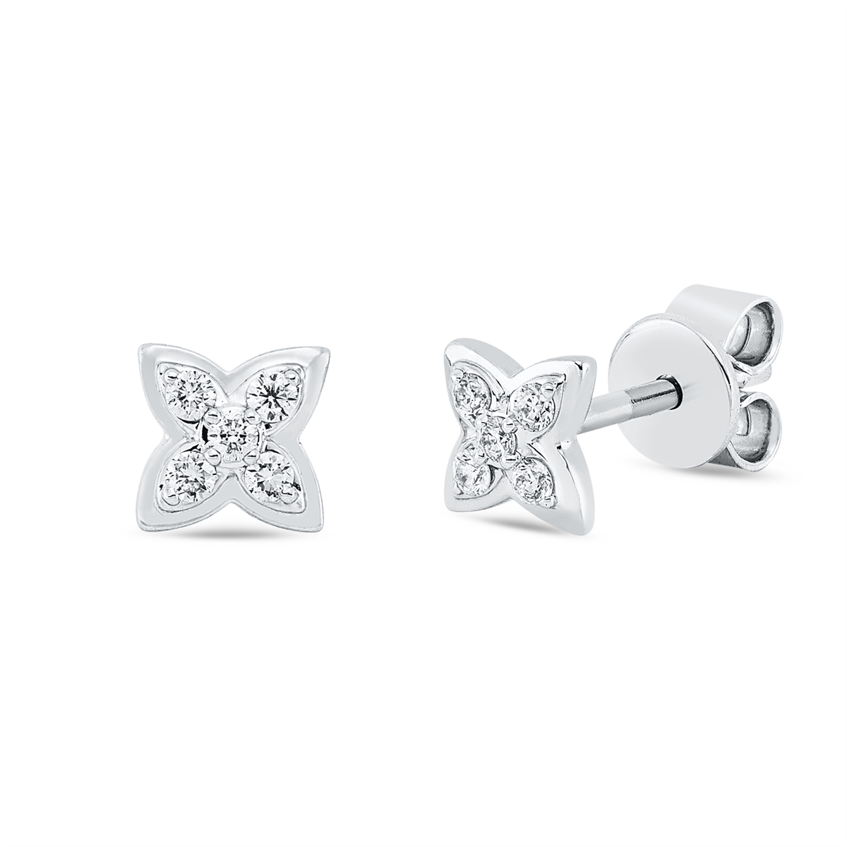 diamond full cut modern woman studs in white gold