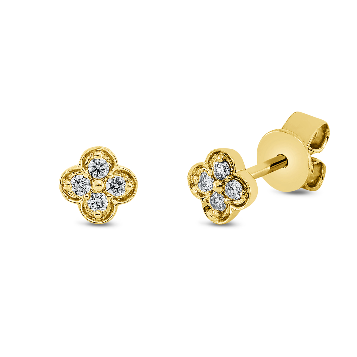 diamond full cut modern woman studs in yellow gold