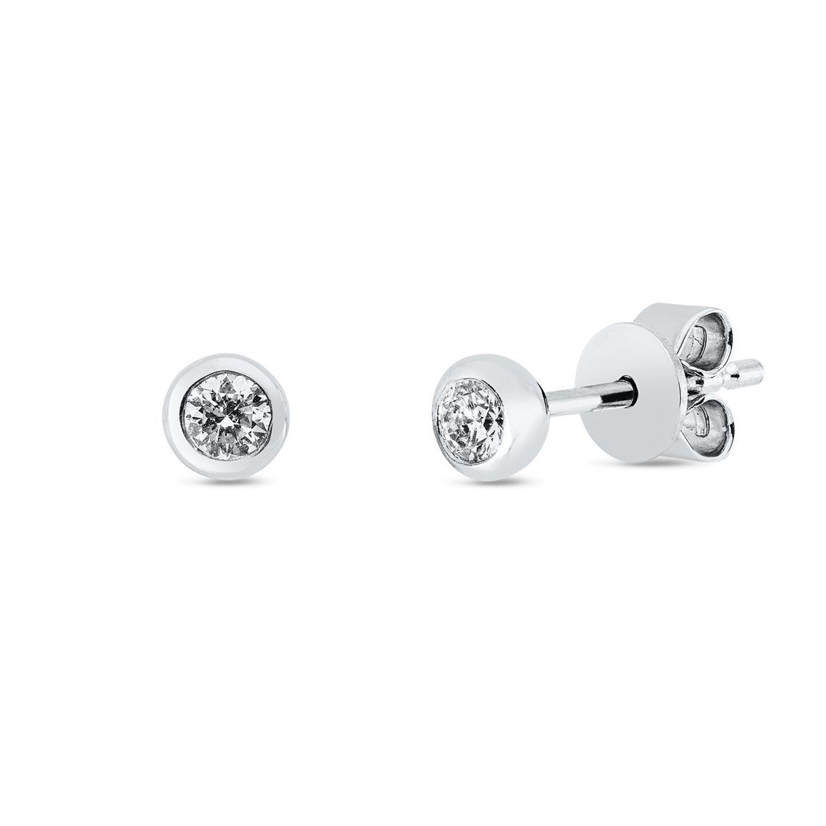 diamond full cut solitaire studs in white gold