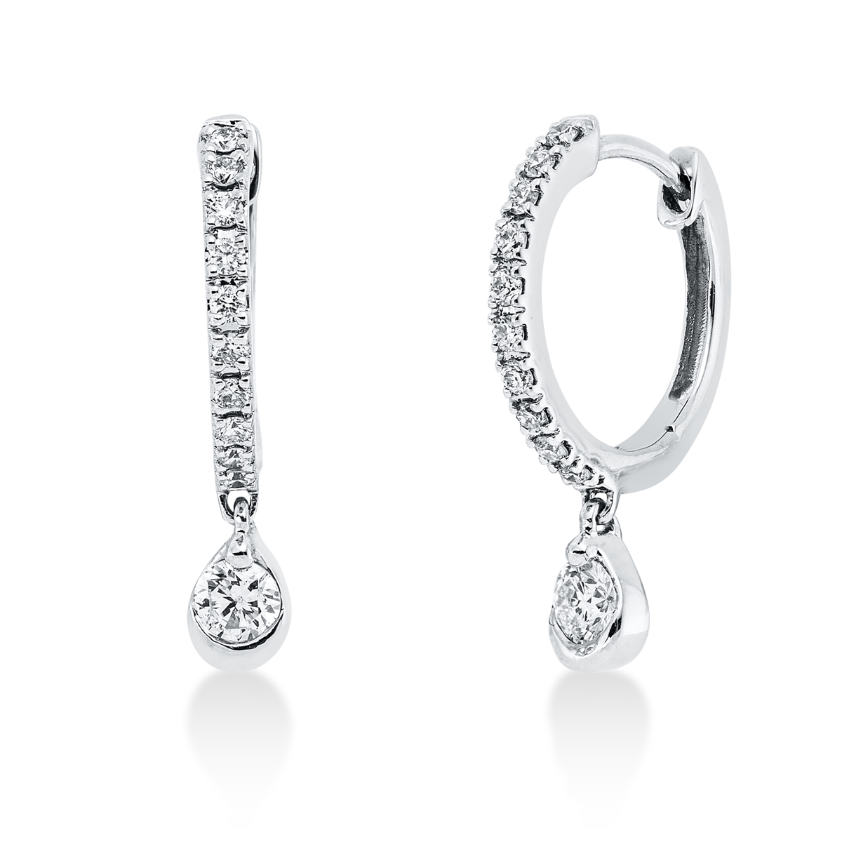 diamond full cut modern woman hoops & huggies in white gold