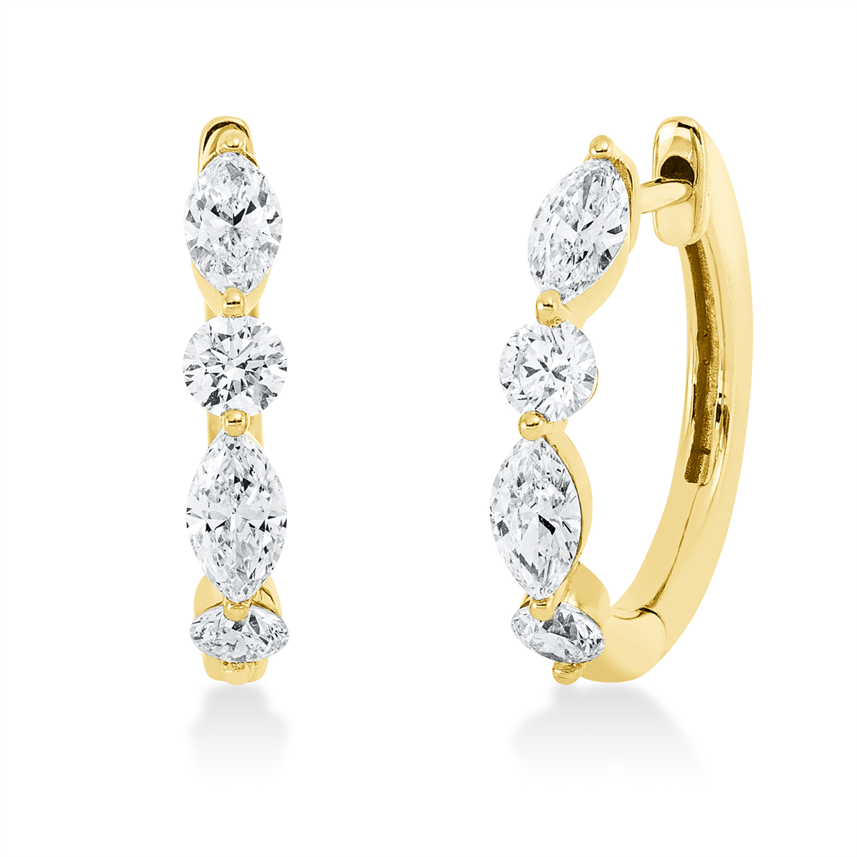 diamond full cut modern woman hoops & huggies in yellow gold