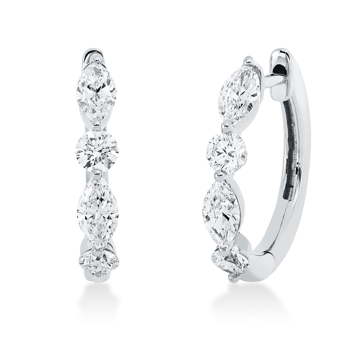 diamond full cut modern woman hoops & huggies in white gold