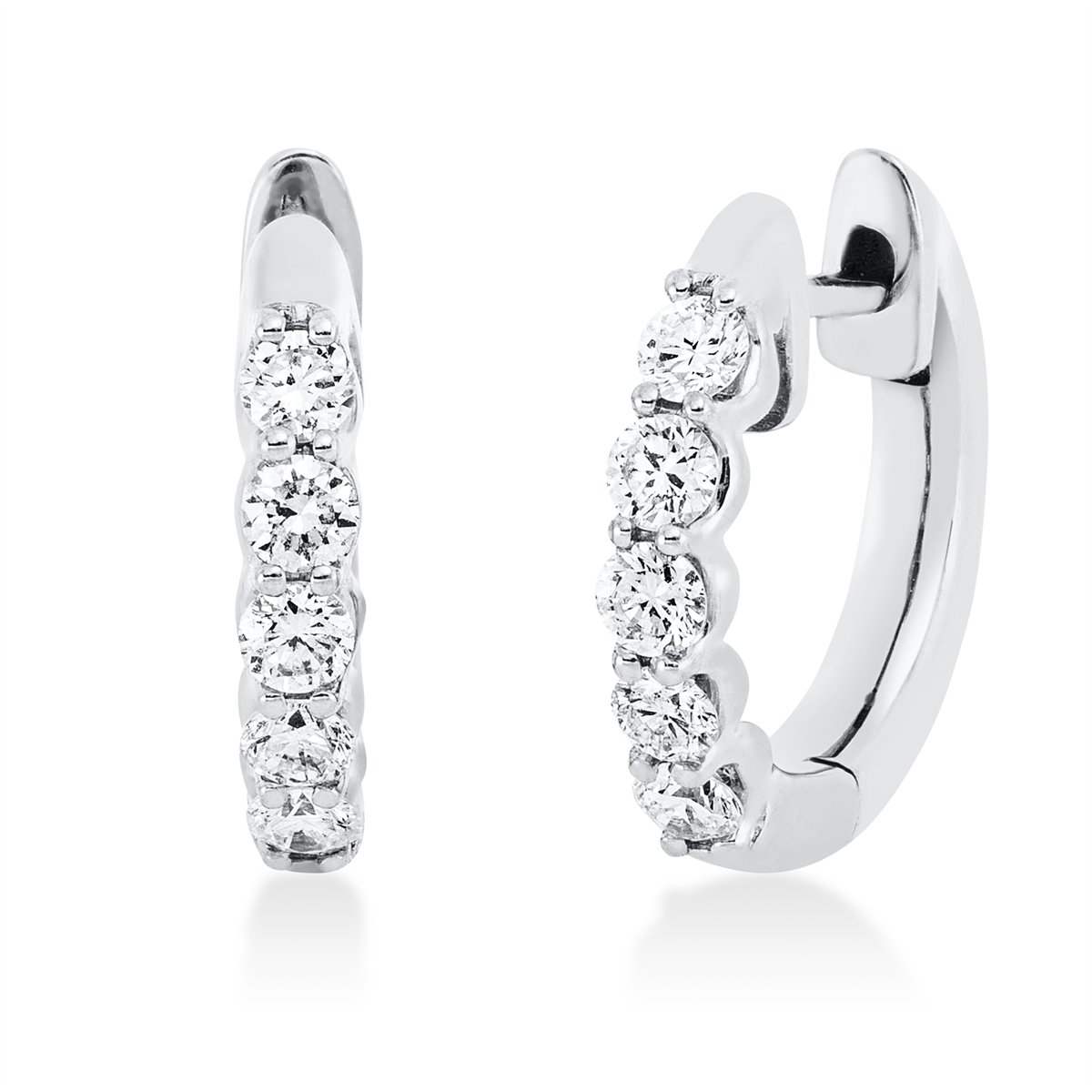 diamond full cut modern woman hoops & huggies in white gold