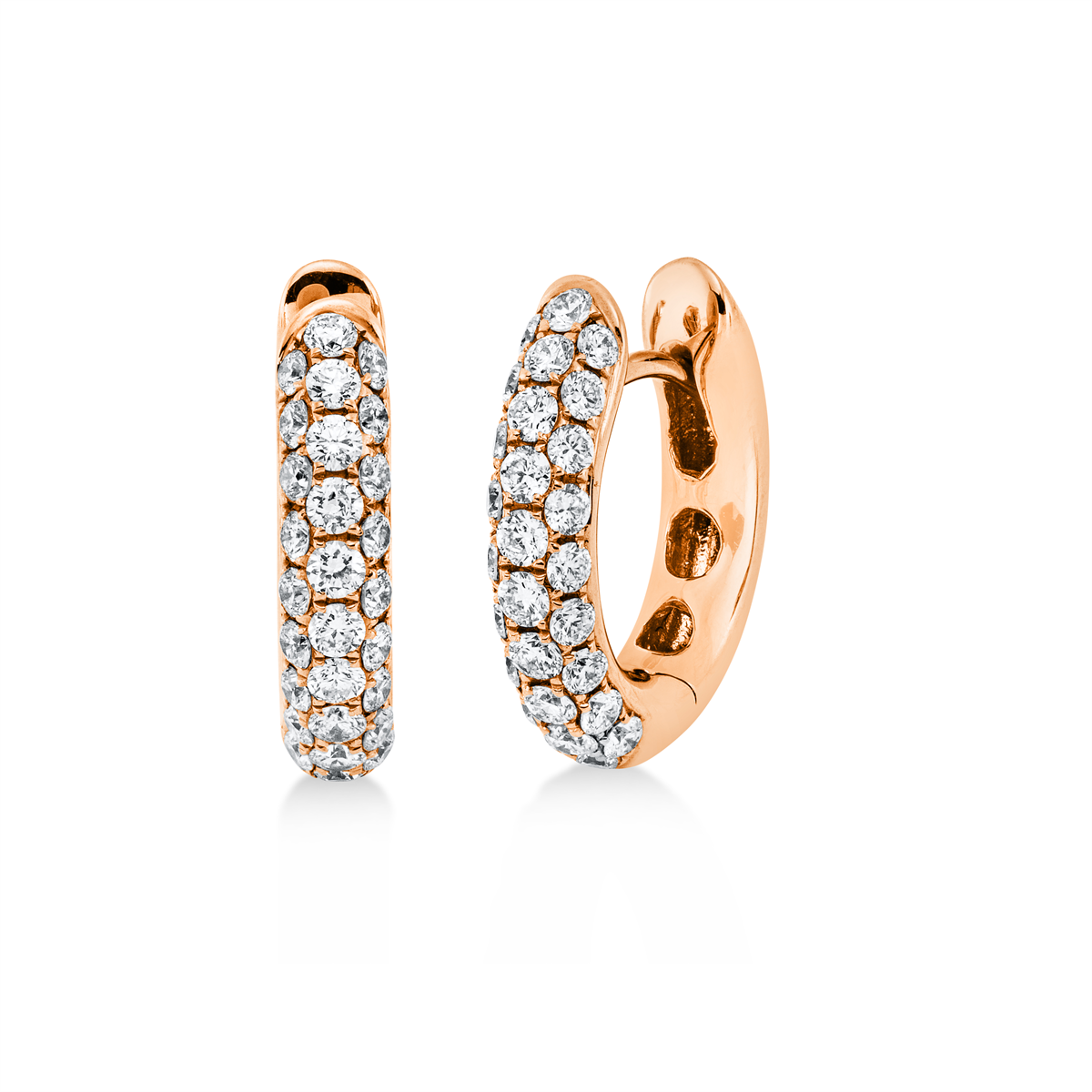 diamond full cut pavé hoops & huggies in red gold