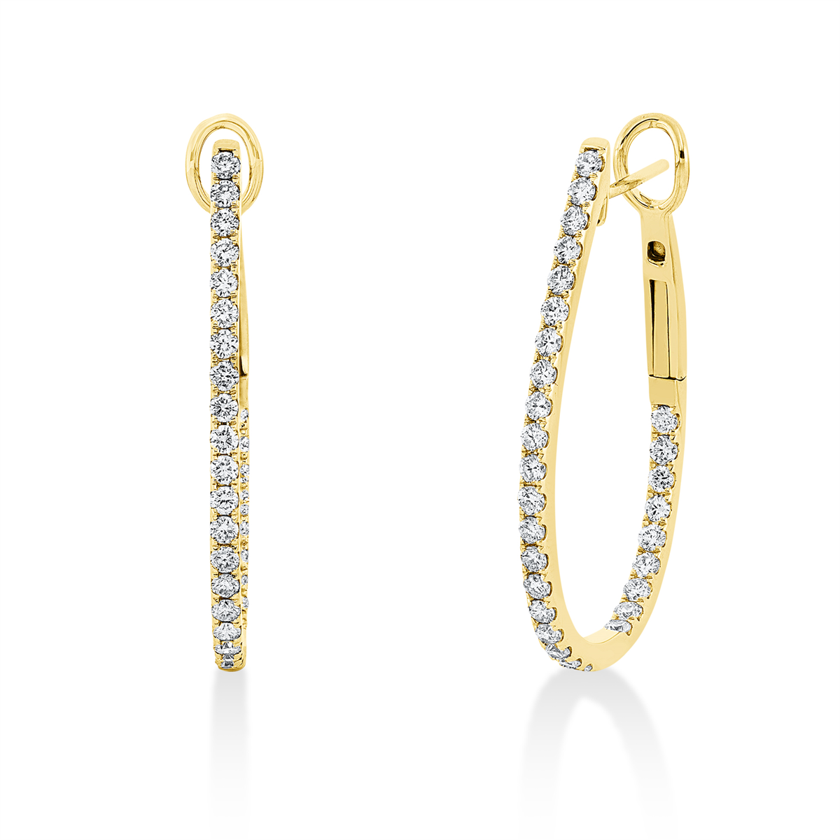 diamond full cut modern woman hoops & huggies in yellow gold