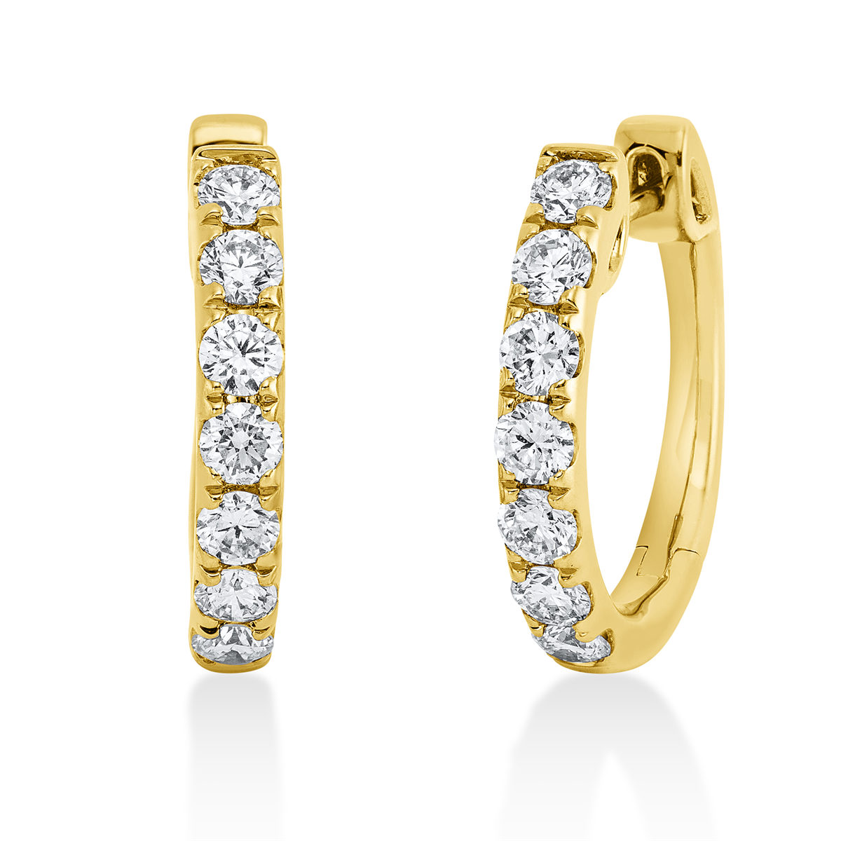 diamond full cut modern woman hoops & huggies in yellow gold