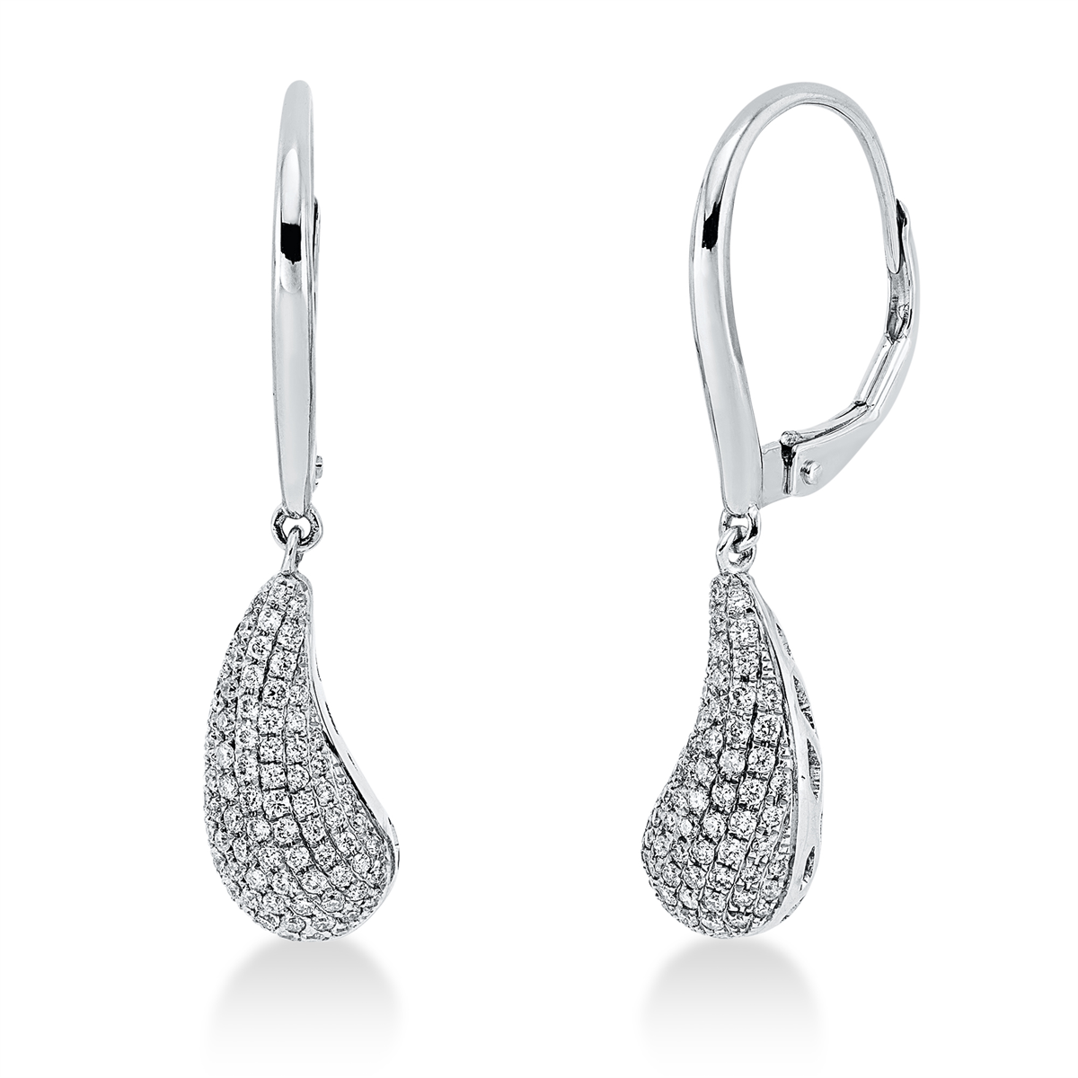 diamond full cut pavé earrings in white gold