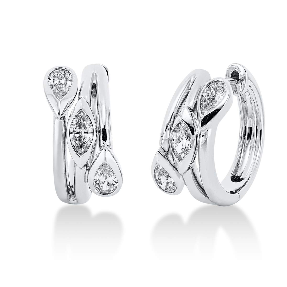 marquise modern woman hoops & huggies in white gold