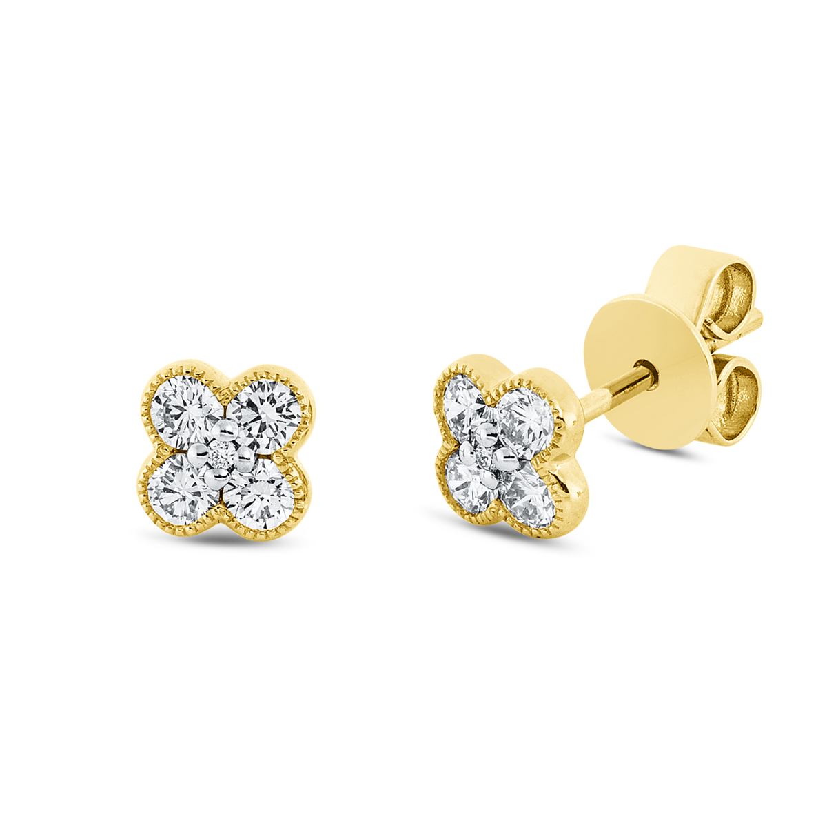 diamond full cut illusion classic studs in yellow gold