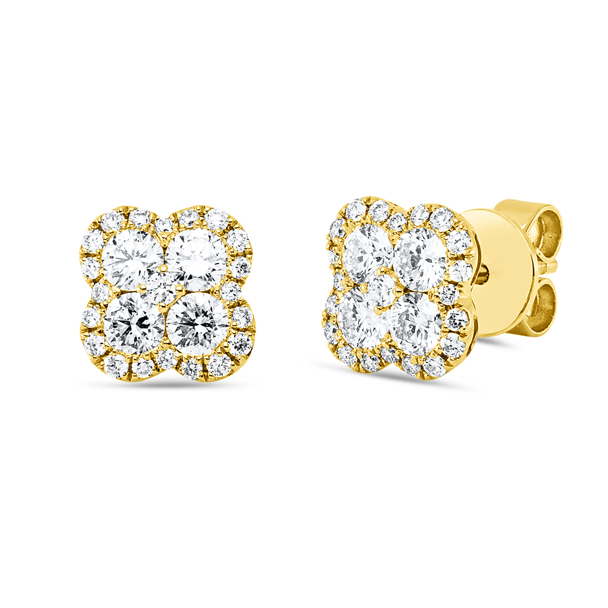 diamond full cut modern woman studs in yellow gold