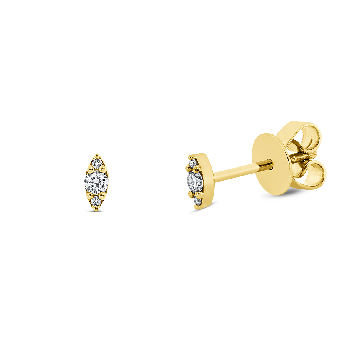 diamond full cut modern woman studs in yellow gold