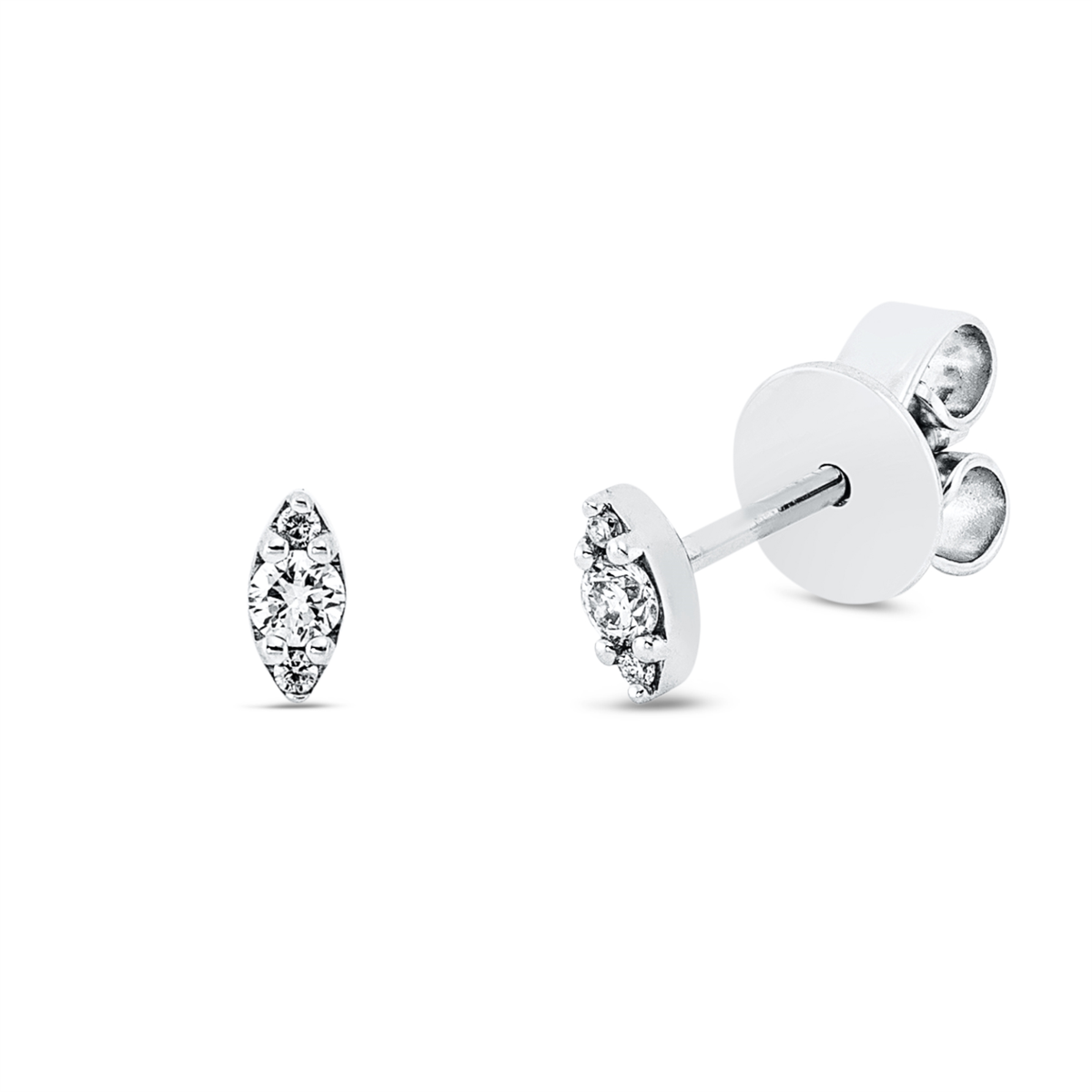 diamond full cut modern woman studs in white gold
