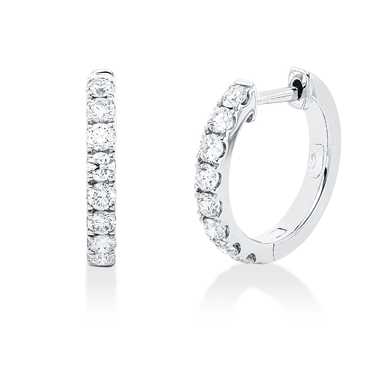 diamond full cut modern woman hoops & huggies in white gold