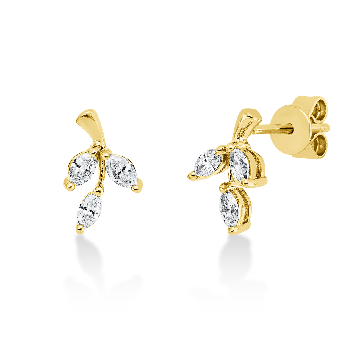 marquise modern woman studs in yellow gold