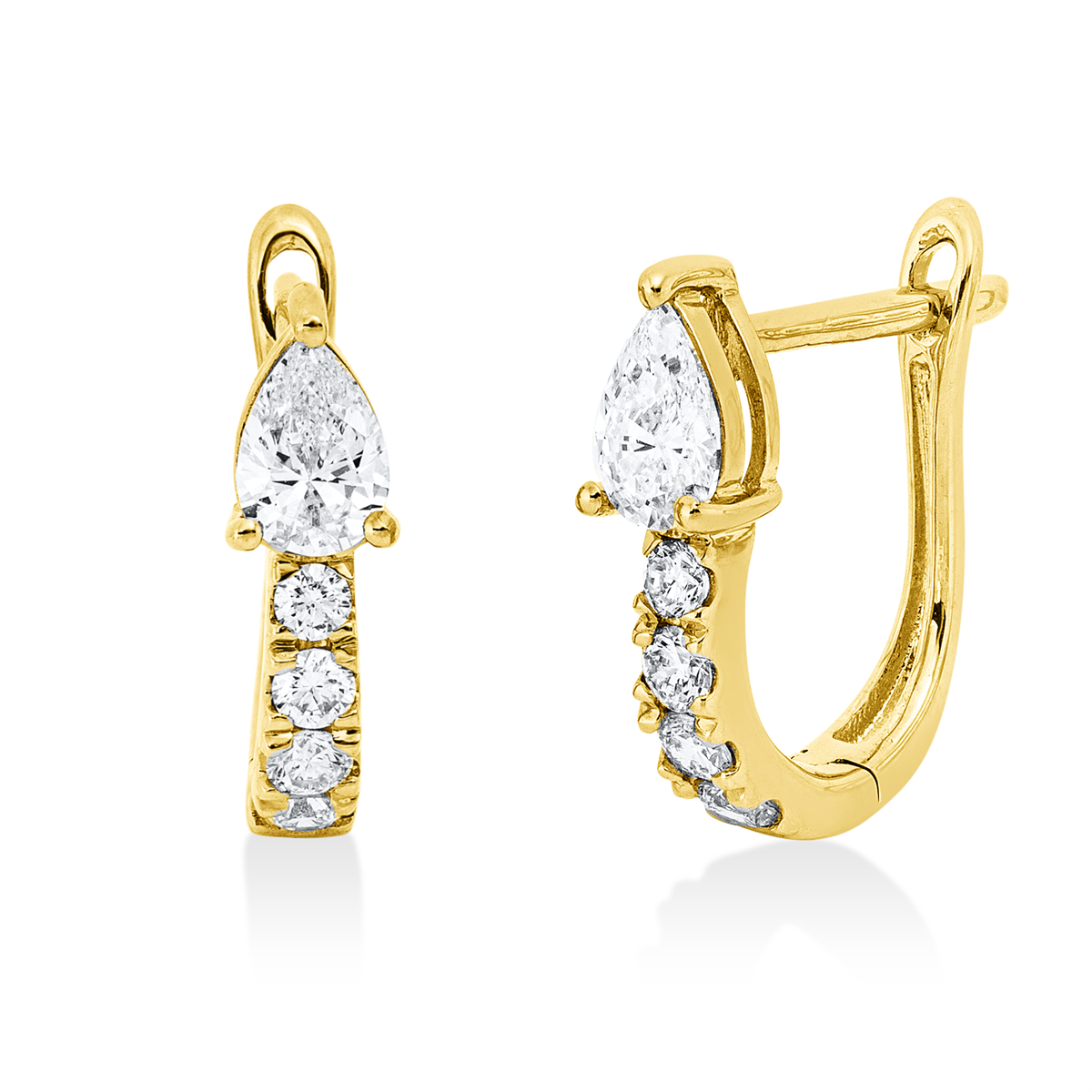 diamond full cut modern woman hoops & huggies in yellow gold