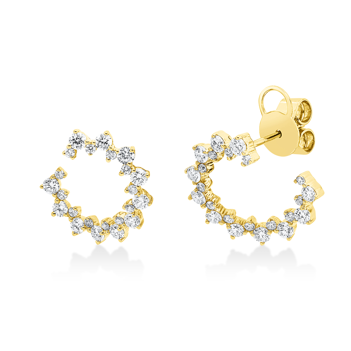 diamond full cut modern woman studs in yellow gold